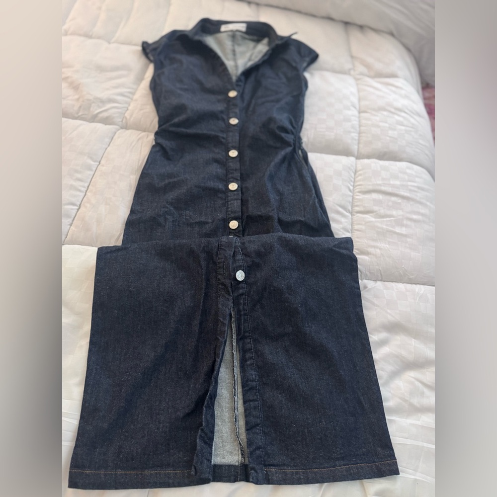 Zara Dark Indigo Denim maxi Dress